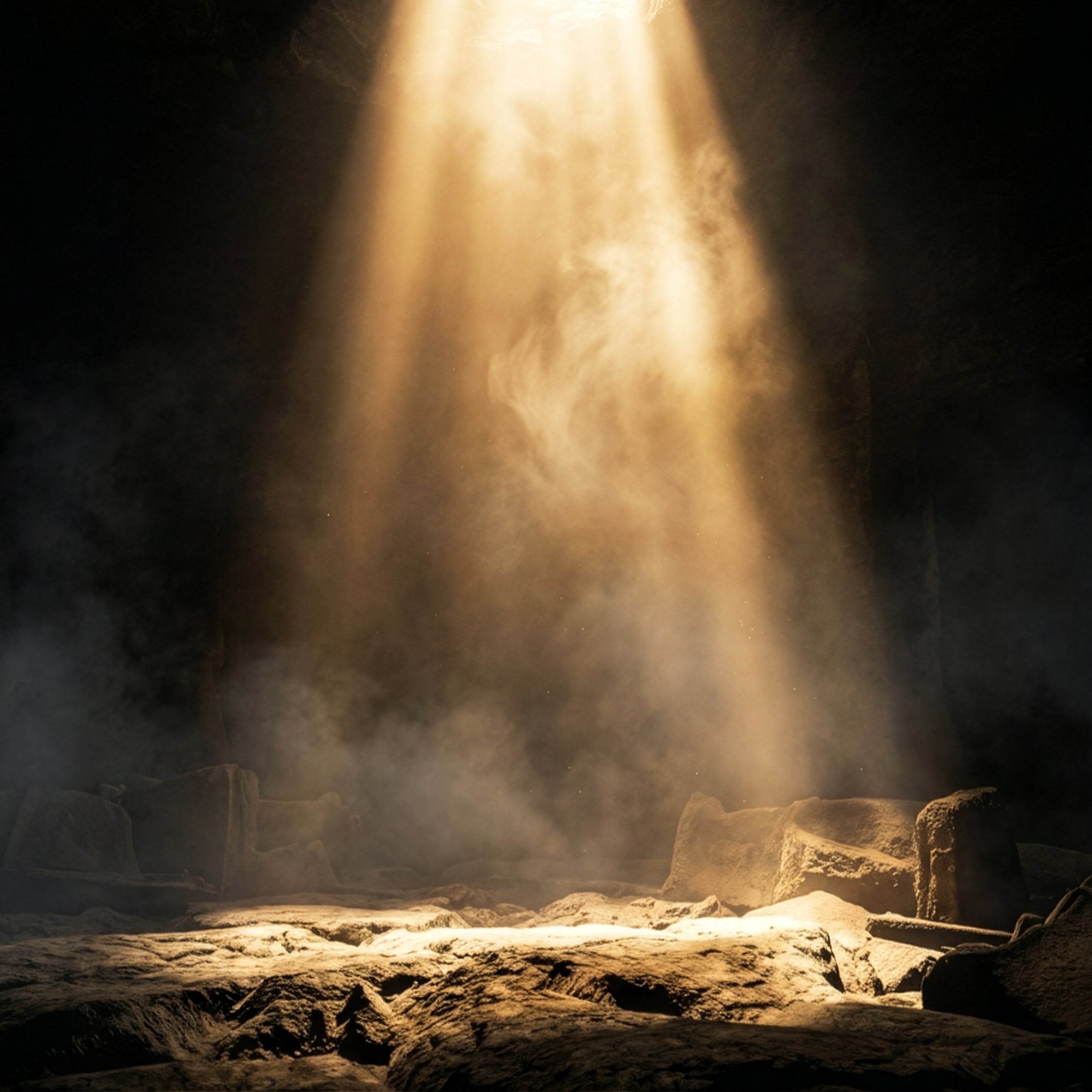 Light Over Darkness – Cinematic Golden Beam Artwork