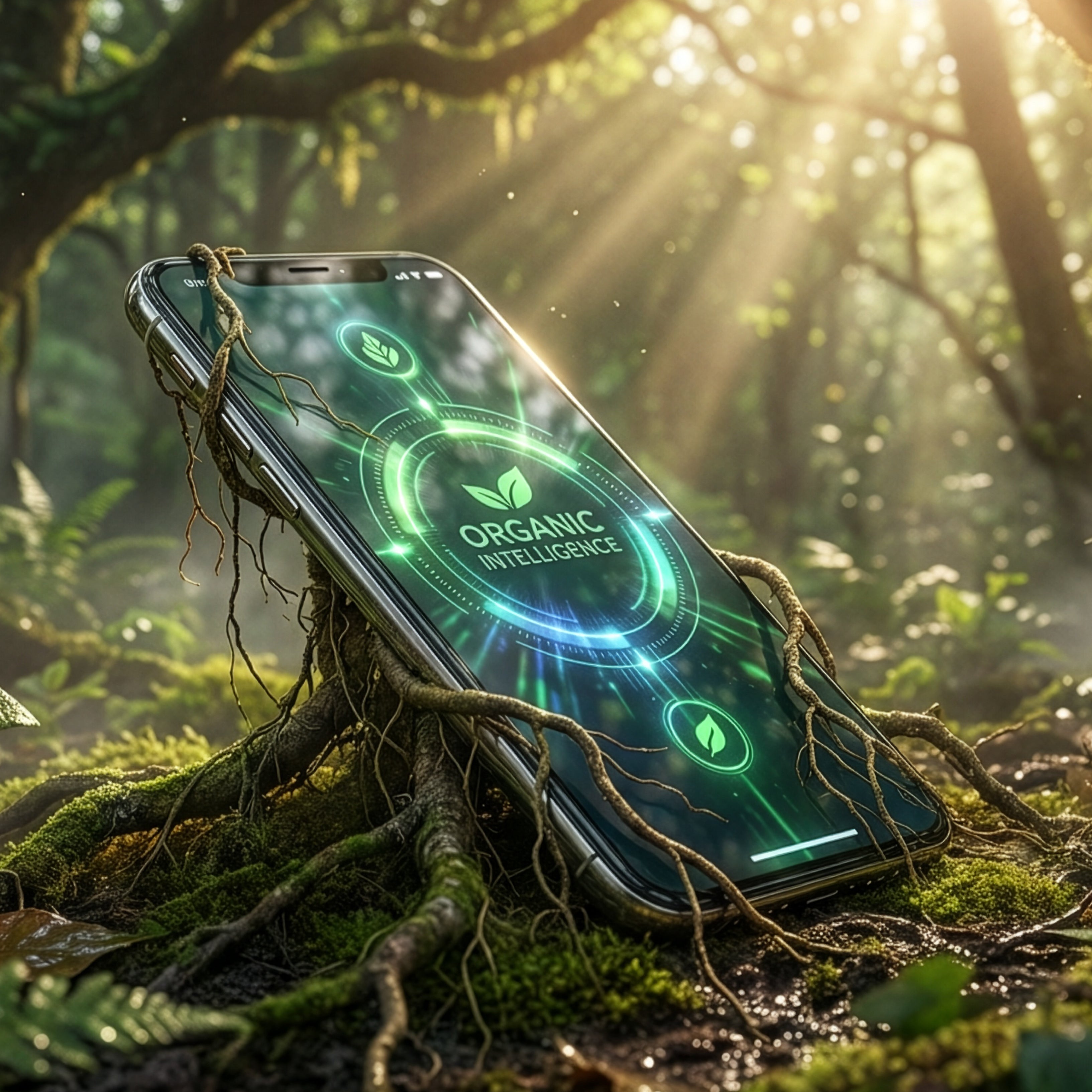 Smartphone emerging from the soil