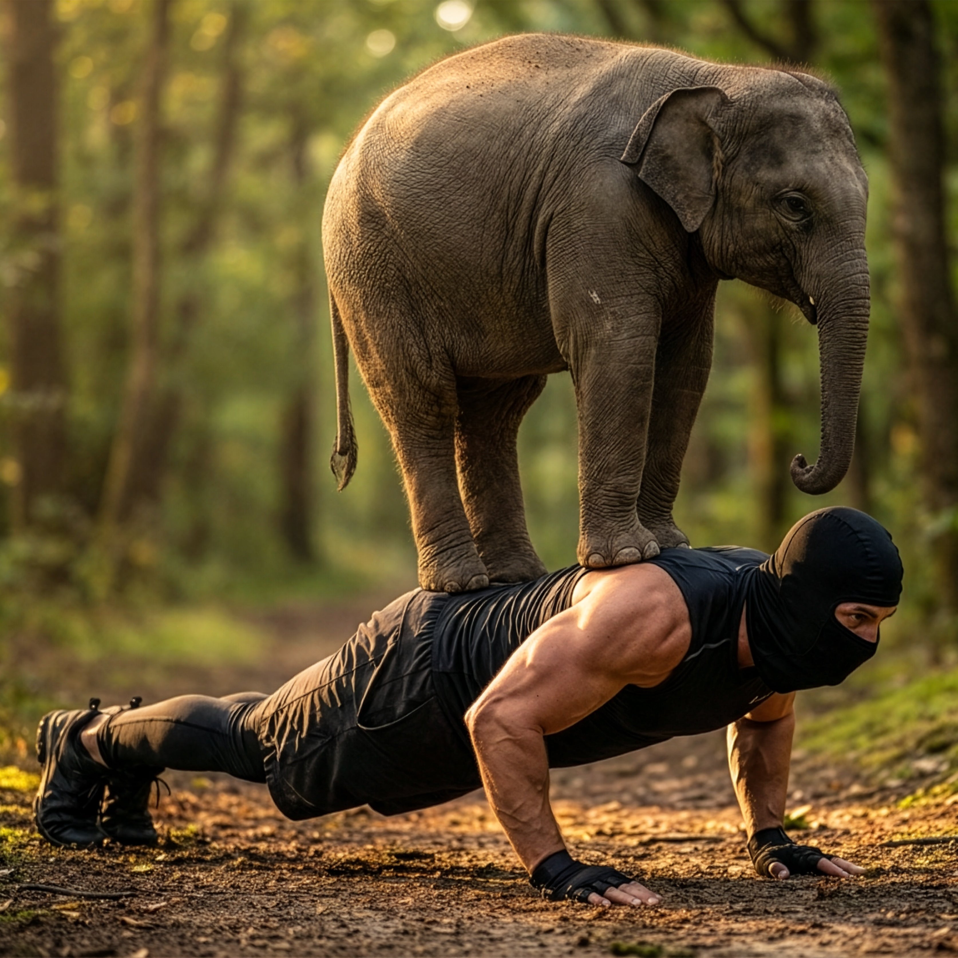 Surreal Strength – Push-Up with Elephant